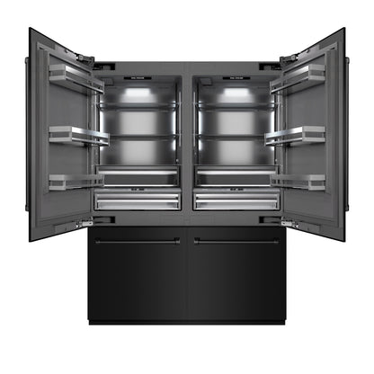 ZLINE 60" 32.2 cu. ft. French Door Built-In Bottom Freezer Refrigerator with Water Dispensers and Ice Makers in Black Stainless Steel with Graphite Gray Interior, GRBIV-BS-60