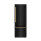 ZLINE Autograph 30" 16.1 cu. ft. Built-In Bottom Freezer Refrigerator with Water Dispenser and Ice Maker in Black Stainless Steel with Graphite Gray Interior and Polished Gold Accents, GRBIVZ-BS-30-G