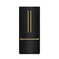 ZLINE Autograph 36" 19.6 cu. ft. French Door Built-In Bottom Freezer Refrigerator with Water Dispenser and Ice Maker in Black Stainless Steel with Graphite Gray Interior and Champagne Bronze Accents, GRBIVZ-BS-36-CB