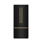 ZLINE Autograph 36" 19.6 cu. ft. French Door Built-In Bottom Freezer Refrigerator with Water Dispenser and Ice Maker in Black Stainless Steel with Graphite Gray Interior and Polished Gold Accents, GRBIVZ-BS-36-G
