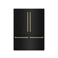 ZLINE Autograph 60" 32.2 cu. ft. French Door Built-In Bottom Freezer Refrigerator with Water Dispenser and Ice Maker in Black Stainless Steel with Graphite Gray Interior and Champagne Bronze Accents, GRBIVZ-BS-60-CB