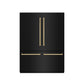 ZLINE Autograph 60" 32.2 cu. ft. French Door Built-In Bottom Freezer Refrigerator with Water Dispenser and Ice Maker in Black Stainless Steel with Graphite Gray Interior and Polished Gold Accents, GRBIVZ-BS-60-G