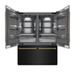 ZLINE Autograph 60" 32.2 cu. ft. French Door Built-In Bottom Freezer Refrigerator with Water Dispenser and Ice Maker in Black Stainless Steel with Graphite Gray Interior and Polished Gold Helix Handles, GRBIVZ-BS60KG