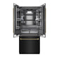 ZLINE Autograph 36" 19.6 cu. ft. French Door Built-In Bottom Freezer Refrigerator with Water Dispenser and Ice Maker in Black Stainless Steel with Graphite Gray Interior and Champagne Bronze Helix Handles, GRBIVZ-BS36KCB