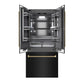 ZLINE Autograph 36" 19.6 cu. ft. French Door Built-In Bottom Freezer Refrigerator with Water Dispenser and Ice Maker in Black Stainless Steel with Graphite Gray Interior and Champagne Bronze Helix Handles, GRBIVZ-BS36KCB