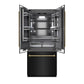 ZLINE Autograph 36" 19.6 cu. ft. French Door Built-In Bottom Freezer Refrigerator with Water Dispenser and Ice Maker in Black Stainless Steel with Graphite Gray Interior and Polished Gold Helix Handles, GRBIVZ-BS36KG