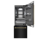 ZLINE Autograph 30" 16.1 cu. ft. Built-In Bottom Freezer Refrigerator with Water Dispenser and Ice Maker in Black Stainless Steel with Graphite Gray Interior and Polished Gold Helix Handles, GRBIVZ-BS30KG