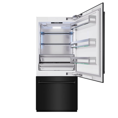 ZLINE 36" 19.8 cu. ft. Built-In Bottom Freezer Refrigerator with Water Dispenser and Ice Maker in Black Stainless Steel, RBIT-BS-36