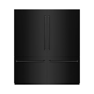 ZLINE 72" 39.6 cu. ft. French Door Built-In Bottom Freezer Refrigerator with Water Dispensers and Ice Makers in Black Stainless Steel, RBIT-BS-72