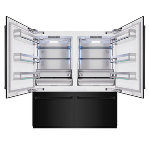 ZLINE 72" 39.6 cu. ft. French Door Built-In Bottom Freezer Refrigerator with Water Dispensers and Ice Makers in Black Stainless Steel, RBIT-BS-72