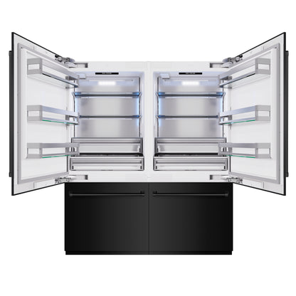 ZLINE 72" 39.6 cu. ft. French Door Built-In Bottom Freezer Refrigerator with Water Dispensers and Ice Makers in Black Stainless Steel, RBIT-BS-72