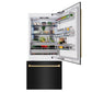ZLINE Autograph 36" 19.8 cu. ft. Built-In Bottom Freezer Refrigerator with Water Dispenser and Ice Maker in Black Stainless Steel and Champagne Bronze Accents, RBITZ-BS-36-CB