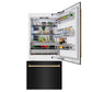 ZLINE Autograph 36" 19.8 cu. ft. Built-In Bottom Freezer Refrigerator with Water Dispenser and Ice Maker in Black Stainless Steel and Polished Gold Accents, RBITZ-BS-36-G