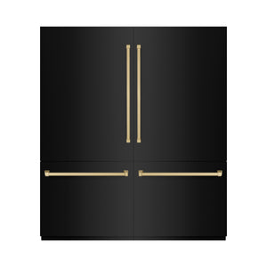 ZLINE Autograph 72" 39.6 cu. ft. French Door Built-In Bottom Freezer Refrigerator with Water Dispensers and Ice Makers in Black Stainless Steel and Champagne Bronze Accents, RBITZ-BS-72-CB