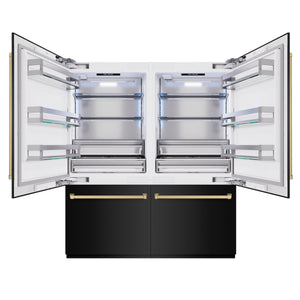 ZLINE Autograph 72" 39.6 cu. ft. French Door Built-In Bottom Freezer Refrigerator with Water Dispensers and Ice Makers in Black Stainless Steel and Champagne Bronze Accents, RBITZ-BS-72-CB