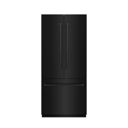 ZLINE 36" 19.6 cu. ft. French Door Built-In Bottom Freezer Refrigerator with Water Dispenser and Ice Maker in Black Stainless Steel with Stainless Steel Interior, SRBIV-BS-36
