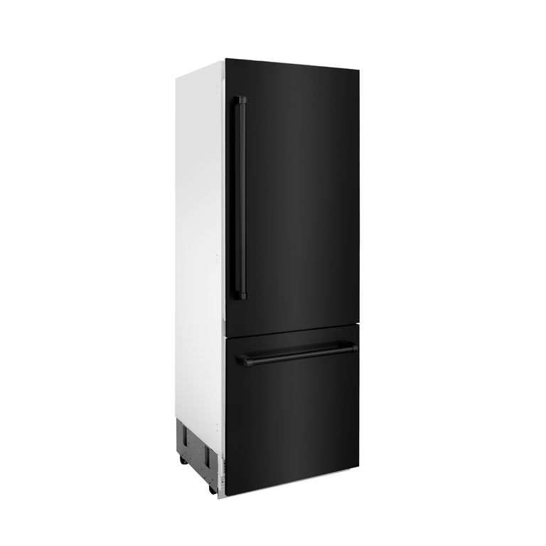 ZLINE 30" 16.1 cu. ft. Built-In Refrigerator with Internal Water and Ice Dispenser in Black Stainless Steel, RBIV-BS-30