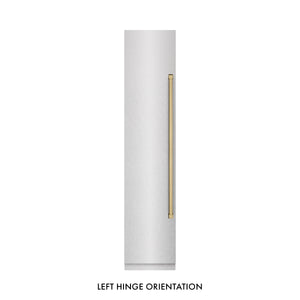 ZLINE Autograph 18" 8.6 cu. ft. Left Hinge Column Freezer in DuraSnow Stainless Steel with Graphite Gray Interior and Champagne Bronze Accents, RCFVLZ-SN-18-CB