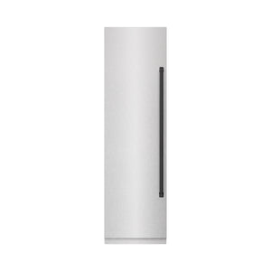 ZLINE Autograph 24" 12.4 cu. ft. Column Freezer in DuraSnow Stainless Steel with Graphite Gray Interior and Matte Black Accents, RCFVZ-SN-24-MB