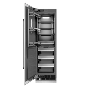ZLINE Autograph 24" 12.4 cu. ft. Column Freezer in DuraSnow Stainless Steel with Graphite Gray Interior and Matte Black Accents, RCFVZ-SN-24-MB