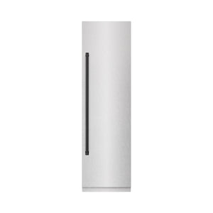 ZLINE Autograph 24" 12.5 cu. ft. Column Refrigerator in DuraSnow Stainless Steel with Graphite Gray Interior and Matte Black Accents, RCRVZ-SN-24-MB