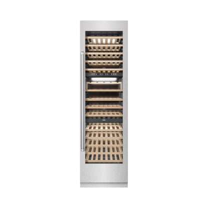 ZLINE 24" 12.4 cu. ft. Triple Zone 100 Bottle Column Wine Cooler in DuraSnow Stainless Steel, RCWV-SN-24