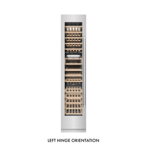 ZLINE 18" 9.0 cu. ft. Triple Zone 68 Bottle Left Hinge Column Wine Cooler in DuraSnow Stainless Steel, RCWVL-SN-18