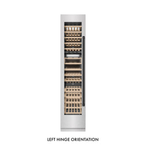 ZLINE Autograph 18" 9.0 cu. ft. Triple Zone 68 Bottle Left Hinge Column Wine Cooler in DuraSnow Stainless Steel with Matte Black Accents, RCWVLZ-SN-18-MB