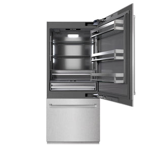 ZLINE 36" 19.8 cu. ft. Built-In Bottom Freezer Refrigerator with Water Dispenser and Ice Maker in DuraSnow Stainless Steel with Graphite Gray Interior, GRBIT-SN-36