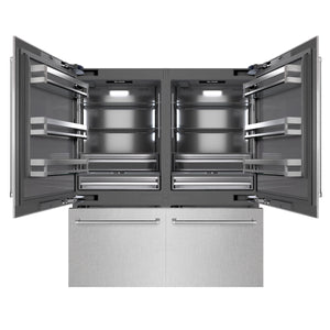ZLINE 72" 39.6 cu. ft. French Door Built-In Bottom Freezer Refrigerator with Water Dispensers and Ice Makers in DuraSnow Stainless Steel with Graphite Gray Interior, GRBIT-SN-72