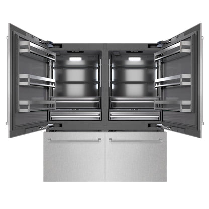 ZLINE 72" 39.6 cu. ft. French Door Built-In Bottom Freezer Refrigerator with Water Dispensers and Ice Makers in DuraSnow Stainless Steel with Graphite Gray Interior, GRBIT-SN-72