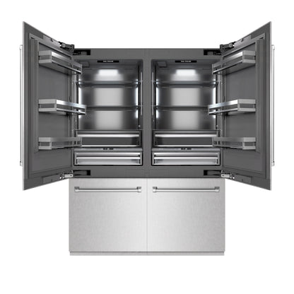 ZLINE 60" 32.2 cu. ft. French Door Built-In Bottom Freezer Refrigerator with Water Dispensers and Ice Makers in DuraSnow Stainless Steel with Graphite Gray Interior, GRBIV-SN-60