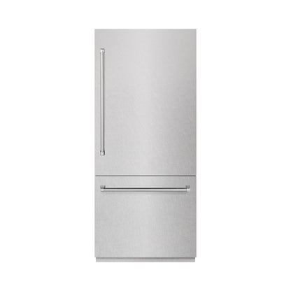 ZLINE 36" 19.8 cu. ft. Built-In Bottom Freezer Refrigerator with Water Dispenser and Ice Maker in DuraSnow Stainless Steel, RBIT-SN-36