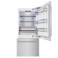 ZLINE 36" 19.8 cu. ft. Built-In Bottom Freezer Refrigerator with Water Dispenser and Ice Maker in DuraSnow Stainless Steel, RBIT-SN-36