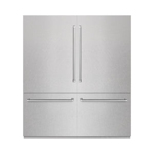 ZLINE 72" 39.6 cu. ft. French Door Built-In Bottom Freezer Refrigerator with Water Dispensers and Ice Makers in DuraSnow Stainless Steel, RBIT-SN-72