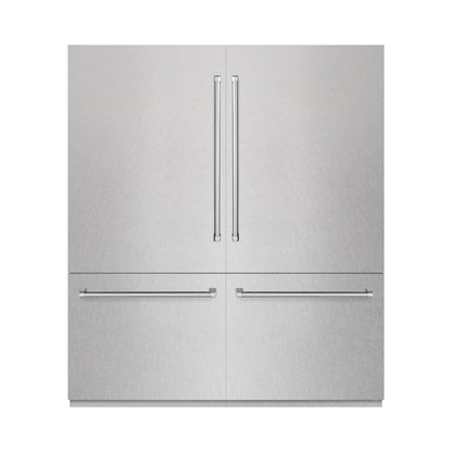 ZLINE 72" 39.6 cu. ft. French Door Built-In Bottom Freezer Refrigerator with Water Dispensers and Ice Makers in DuraSnow Stainless Steel, RBIT-SN-72