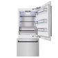 ZLINE Autograph 36" 19.8 cu. ft. Built-In Bottom Freezer Refrigerator with Water Dispenser and Ice Maker in DuraSnow Stainless Steel and Matte Black Accents, RBITZ-SN-36-MB