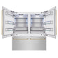 ZLINE Autograph 72" 39.6 cu. ft. French Door Built-In Bottom Freezer Refrigerator with Water Dispensers and Ice Makers in DuraSnow Stainless Steel and Polished Gold Accents, RBITZ-SN-72-G