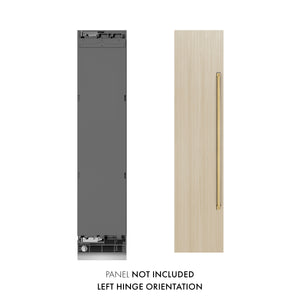 ZLINE Autograph 18" 8.6 cu. ft. Panel Ready Left Hinge Column Freezer with Graphite Gray Interior and Polished Gold Accents, RBCFVLZ-18-G