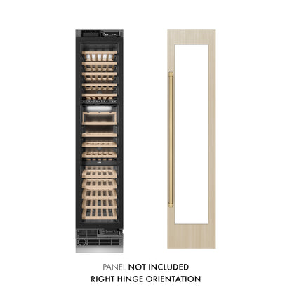 ZLINE Autograph 18" 9.0 cu. ft. Triple Zone 68 Bottle Panel Ready Right Hinge Column Wine Cooler with Champagne Bronze Accents, RBCWVRZ-18-CB
