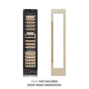 ZLINE Autograph 18" 9.0 cu. ft. Triple Zone 68 Bottle Panel Ready Right Hinge Column Wine Cooler with Polished Gold Accents, RBCWVRZ-18-G
