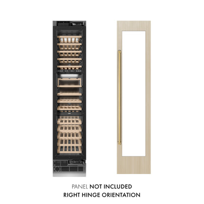 ZLINE Autograph 18" 9.0 cu. ft. Triple Zone 68 Bottle Panel Ready Right Hinge Column Wine Cooler with Polished Gold Accents, RBCWVRZ-18-G