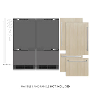 ZLINE 72" 39.6 cu. ft. Panel Ready French Door Built-In Bottom Freezer Refrigerator with Water Dispensers and Ice Makers with Graphite Gray Interior, GRBIT-72