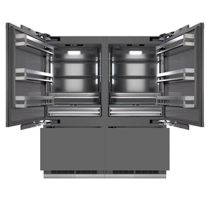 ZLINE Autograph 72" 39.6 cu. ft. Panel Ready French Door Built-In Bottom Freezer Refrigerator with Water Dispensers and Ice Makers with Graphite Gray Interior and Champagne Bronze Accents, GRBITZ-72-CB