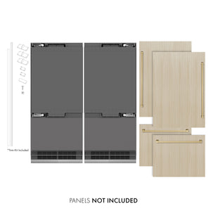 ZLINE Autograph 72" 39.6 cu. ft. Panel Ready French Door Built-In Bottom Freezer Refrigerator with Water Dispensers and Ice Makers with Graphite Gray Interior and Champagne Bronze Accents, GRBITZ-72-CB