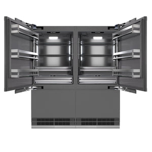 ZLINE Autograph 72" 39.6 cu. ft. Panel Ready French Door Built-In Bottom Freezer Refrigerator with Water Dispensers and Ice Makers with Graphite Gray Interior and Polished Gold Accents, GRBITZ-72-G