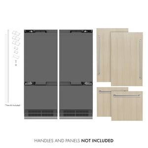 ZLINE 60" 32.2 cu. ft. Panel Ready French Door Built-In Bottom Freezer Refrigerator with Water Dispensers and Ice Makers with Graphite Gray Interior, GRBIV-60
