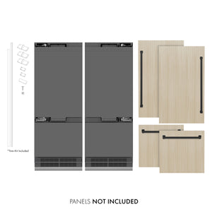 ZLINE Autograph 60" 32.2 cu. ft. Panel Ready French Door Built-In Bottom Freezer Refrigerator with Water Dispenser and Ice Maker with Graphite Gray Interior and Matte Black Accents, GRBIVZ-60-MB