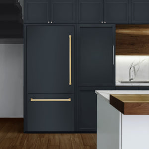 ZLINE Autograph 36" 19.8 cu. ft. Panel Ready Built-In Bottom Freezer Refrigerator with Water Dispenser and Ice Maker with Polished Gold Accents, RBITZ-36-G
