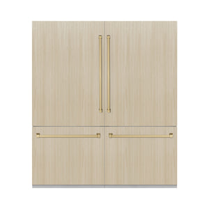 ZLINE Autograph 72" 39.6 cu. ft. Panel Ready French Door Built-In Bottom Freezer Refrigerator with Water Dispensers and Ice Makers and Champagne Bronze Accents, RBITZ-72-CB